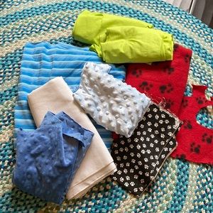 Quilt Fabric Yardage bundle - includes soft minky fabric, paw prints, soft blue